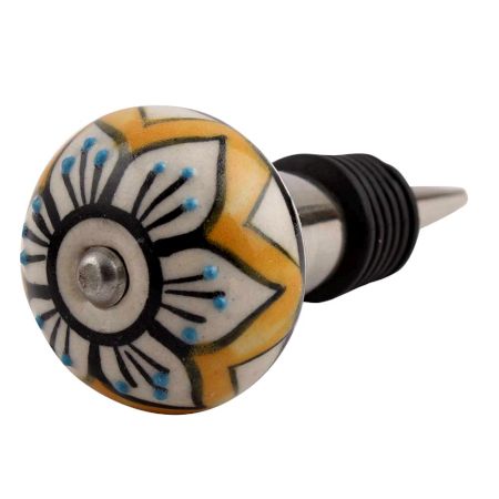 Mustard Flower Ceramic Wine Stopper